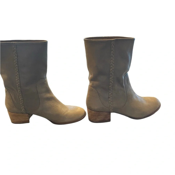 Banana Republic rock stone leather braid round toe mid-calf boot Boho western - Picture 4 of 15